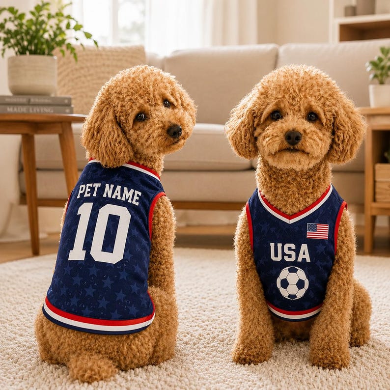 Personalized Pet Soccer Jersey, Custom Dog Cat Football Shirt with Name Number