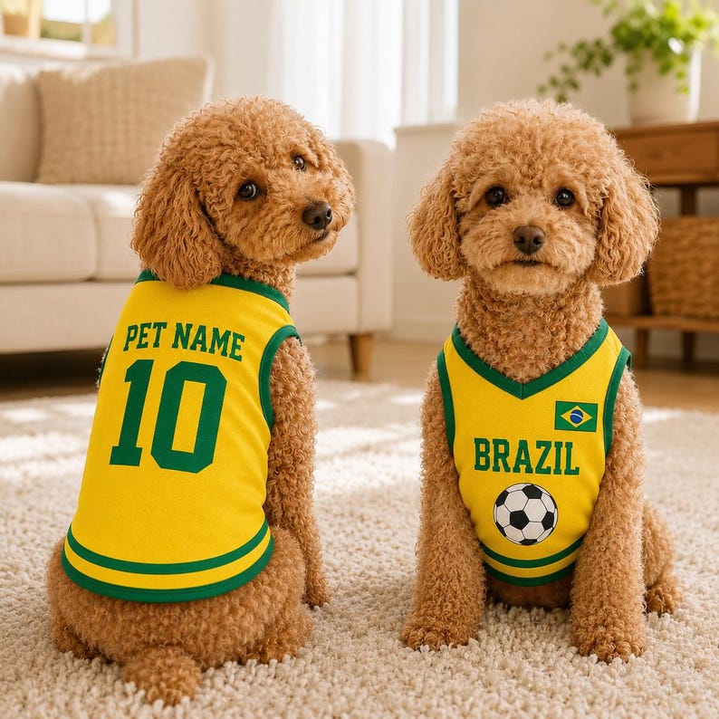 Personalized Pet Soccer Jersey, Custom Dog Cat Football Shirt with Name Number