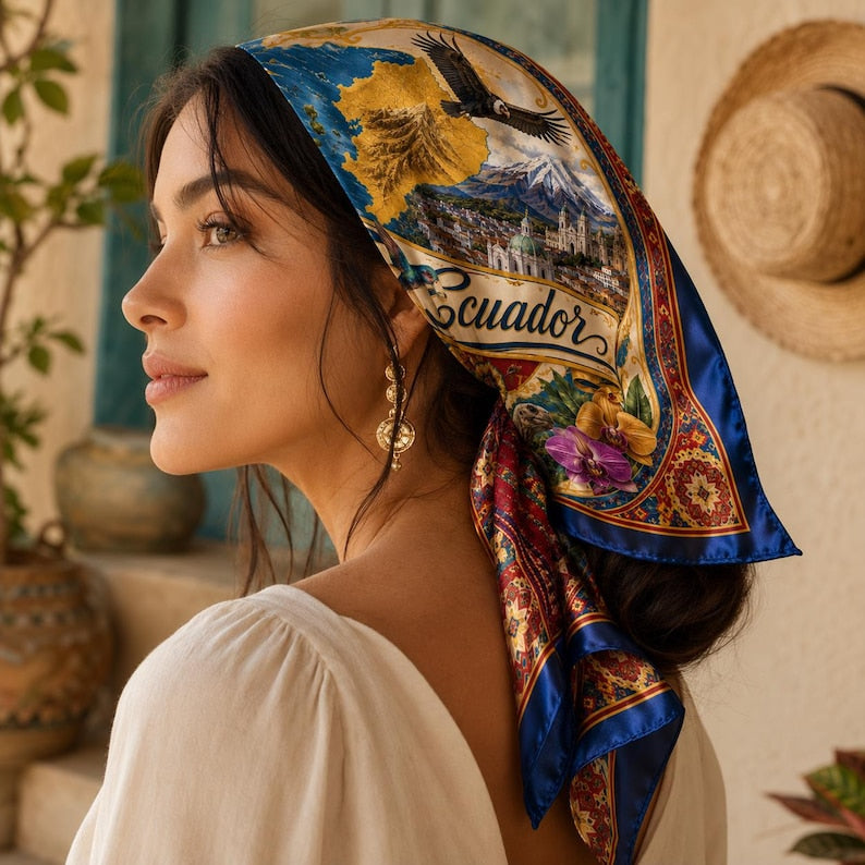 Custom Ecuador Satin Bandana Scarf, Custom Ecuador Bandana