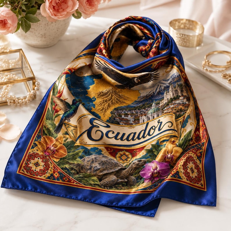 Custom Ecuador Satin Bandana Scarf, Custom Ecuador Bandana