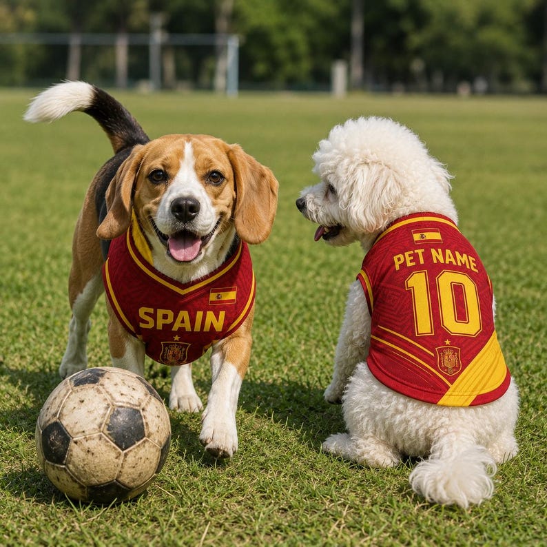 Personalized Spain Dog Jersey, Custom Pet Football Shirt with Name Number