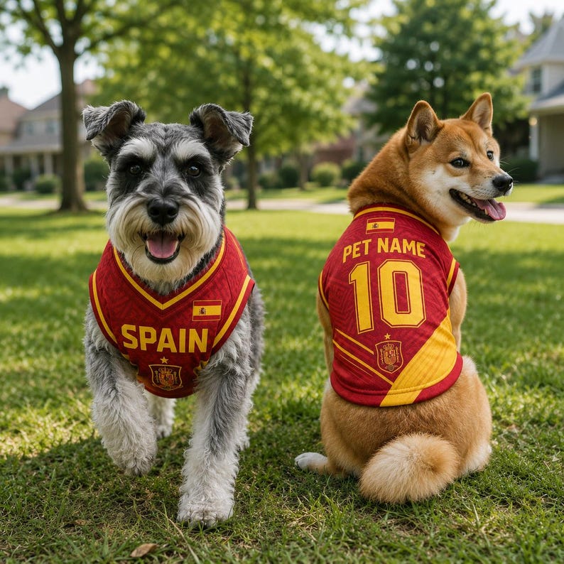 Personalized Spain Dog Jersey, Custom Pet Football Shirt with Name Number