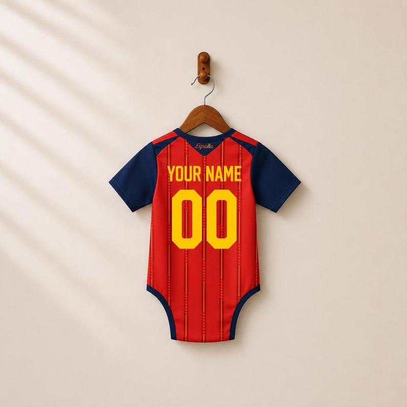Personalized Spain Baby Soccer Romper | Custom Name & Number