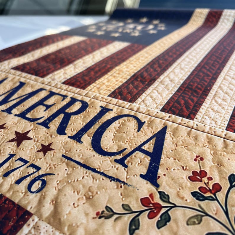 USA Vintage Style 250th Anniversary Garden Flag, Faux Patchwork Flag for Independence Day