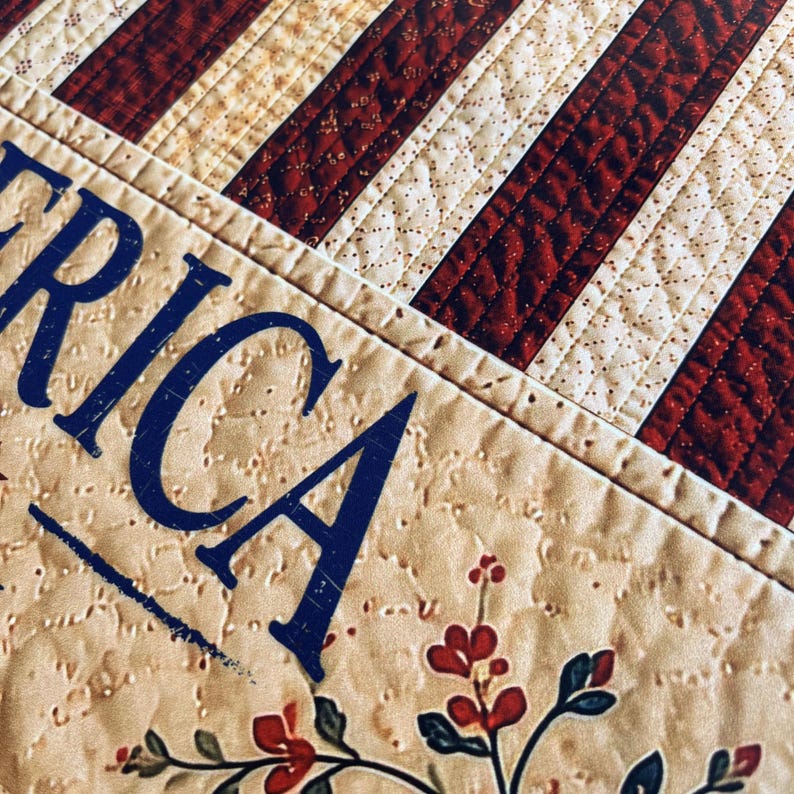 USA Vintage Style 250th Anniversary Garden Flag, Faux Patchwork Flag for Independence Day