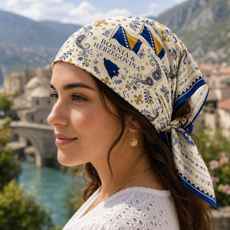 Bosnia Satin Bandana Scarf, Bosnia Soccer Bandana