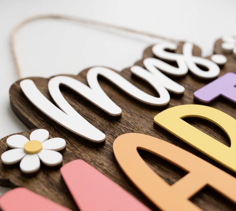 Personalized Teacher Door Sign, Custom Teacher Name Sign, Classroom Door Hanger, Teacher Appreciation Gift