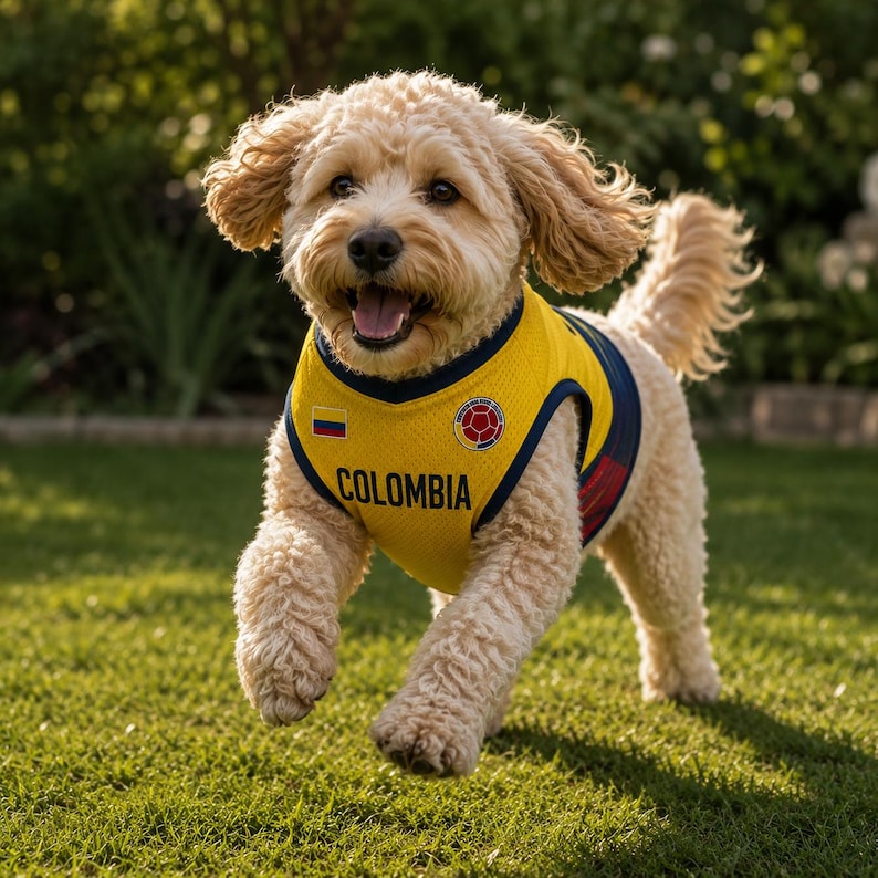 Custom Colombia Mesh Pet Soccer Jersey, Custom Name Number Colombian Flag Pet Shirt