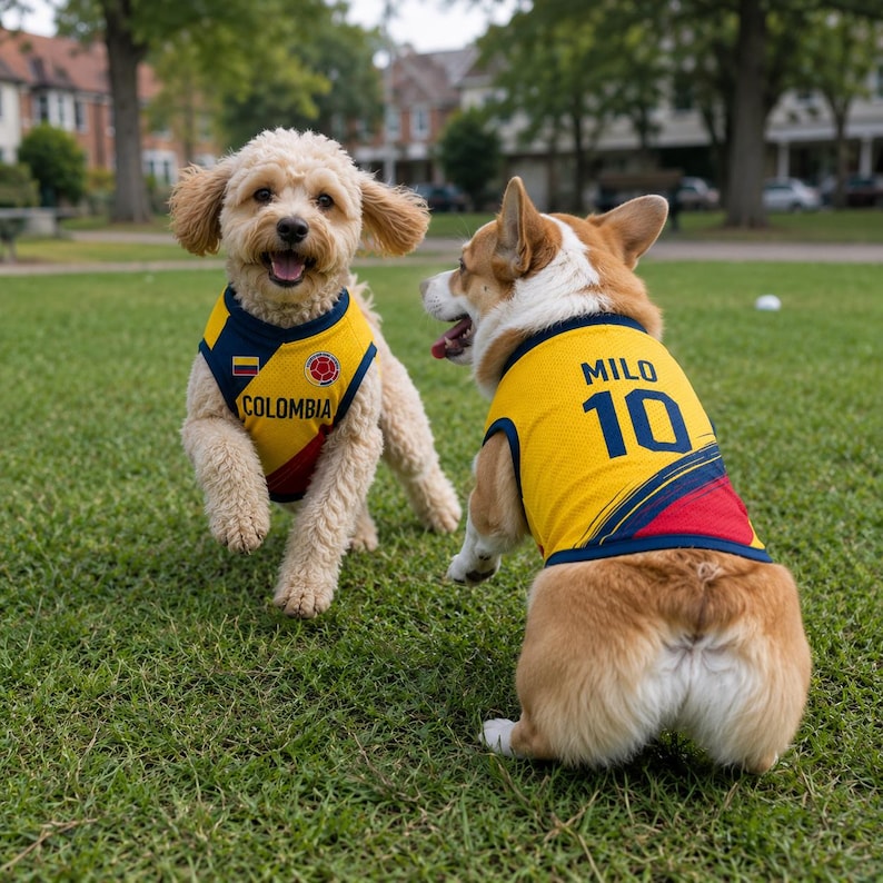 Custom Colombia Mesh Pet Soccer Jersey, Custom Name Number Colombian Flag Pet Shirt