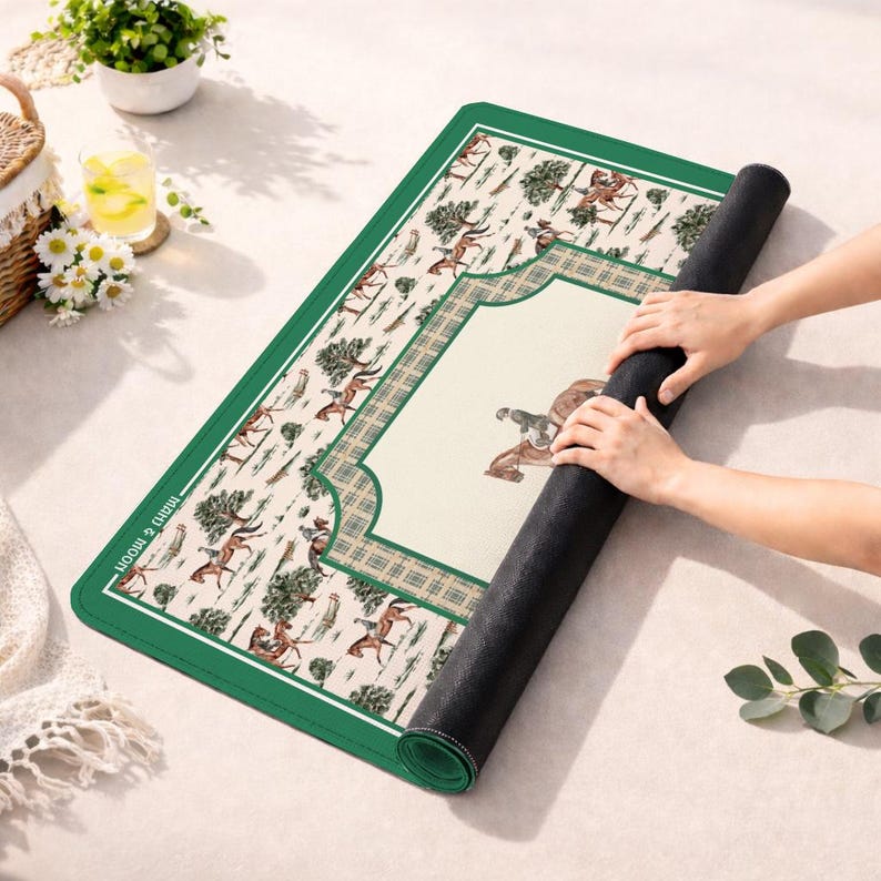 Horse Mahjong Mat, Equestrian Mahj Mat, Horse Lover Gift, Green American Mahjong Accessories