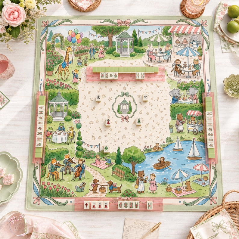 The Palm Beach Country Club Mahjong Mat, Tennis & Golf Animal Mahjong Mat, Coastal Resort Game Mat
