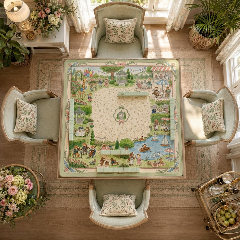 The Palm Beach Country Club Mahjong Mat, Tennis & Golf Animal Mahjong Mat, Coastal Resort Game Mat