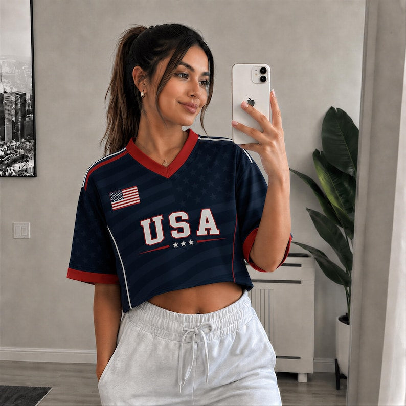 USA Crop Top Soccer Jersey America Supporter