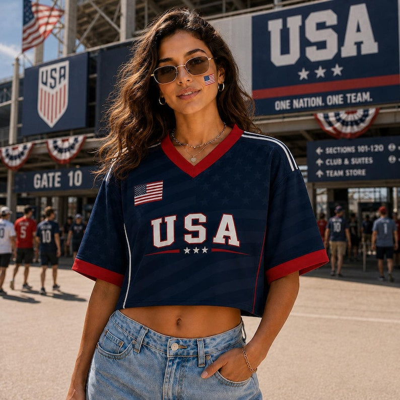 USA Crop Top Soccer Jersey America Supporter