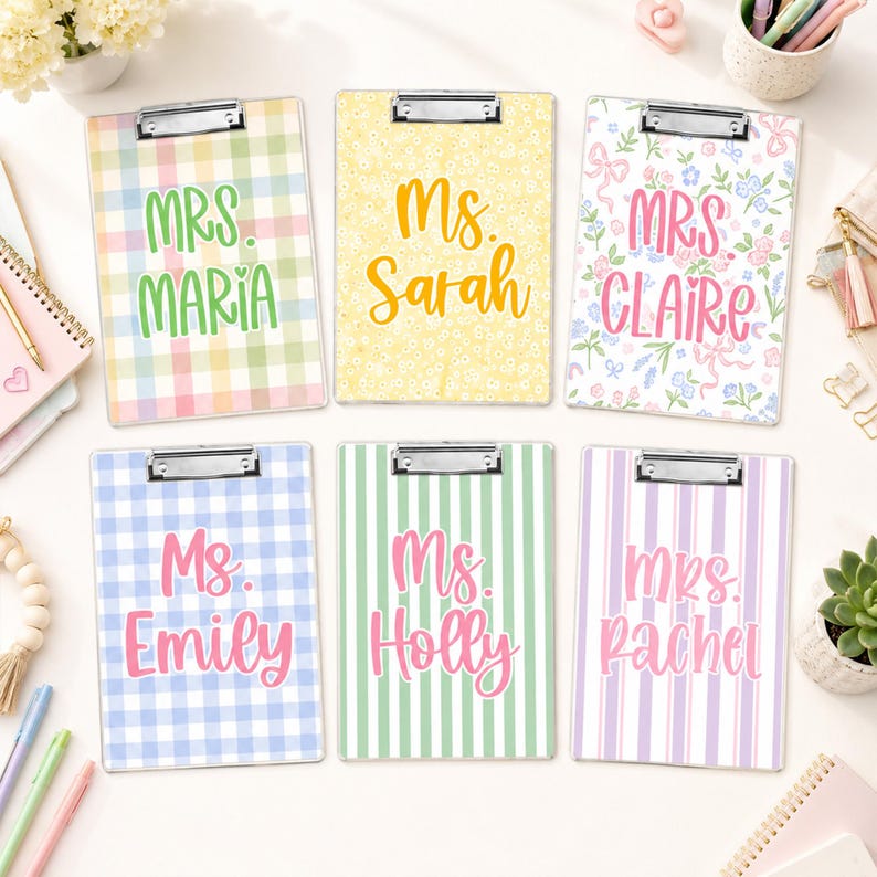 Custom Vintage Floral Teacher Acrylic Clipboard: Personalized Back To School Teacher Gift