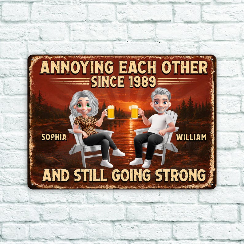Personalized Metal Garden Sign, Funny Couple Quote, Custom Anniversary Year Decor