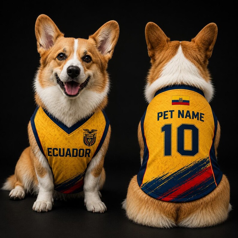 Personalized Ecuador Mesh Pet Soccer Jersey, Ecuador Football Shirt