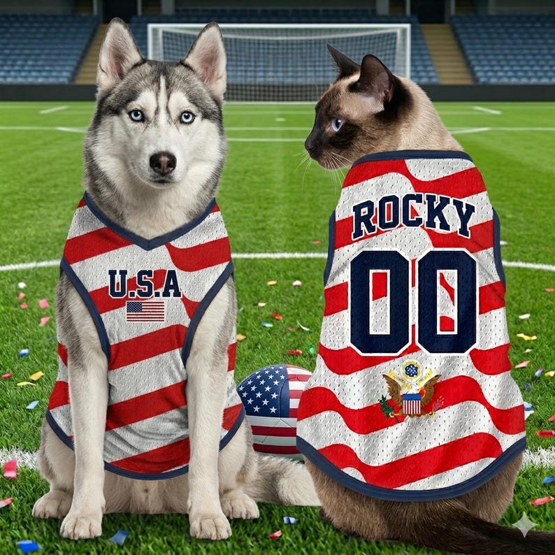 Custom USA Mesh Pet Jersey, Personalized Outfit for Dogs Cats