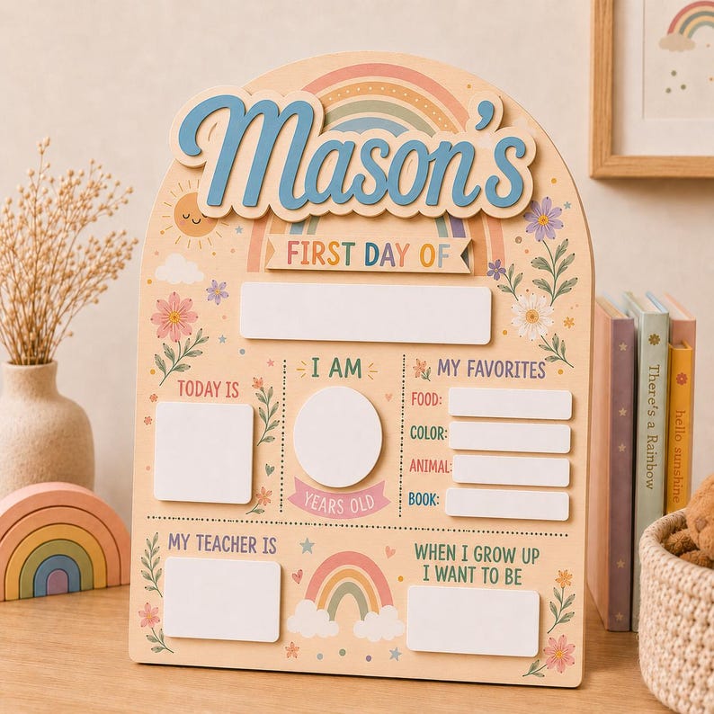 Personalized First and Last Day of School Sign, Back to School Board Kids Gift