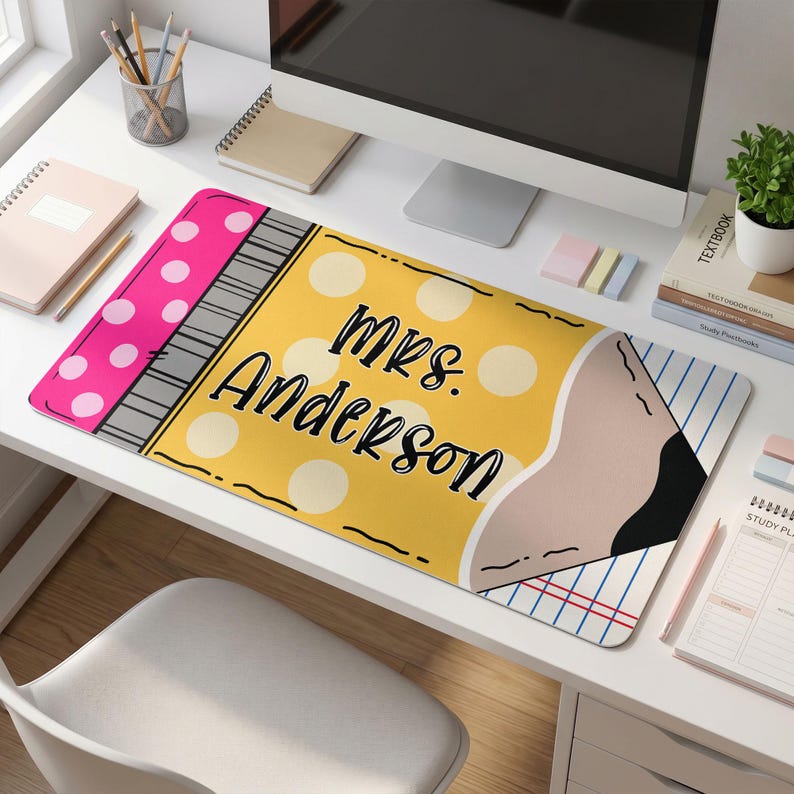 Personalized Teacher Desk Mat, Custom Teacher Pencil Desk Mat With Name, Teacher Gifts