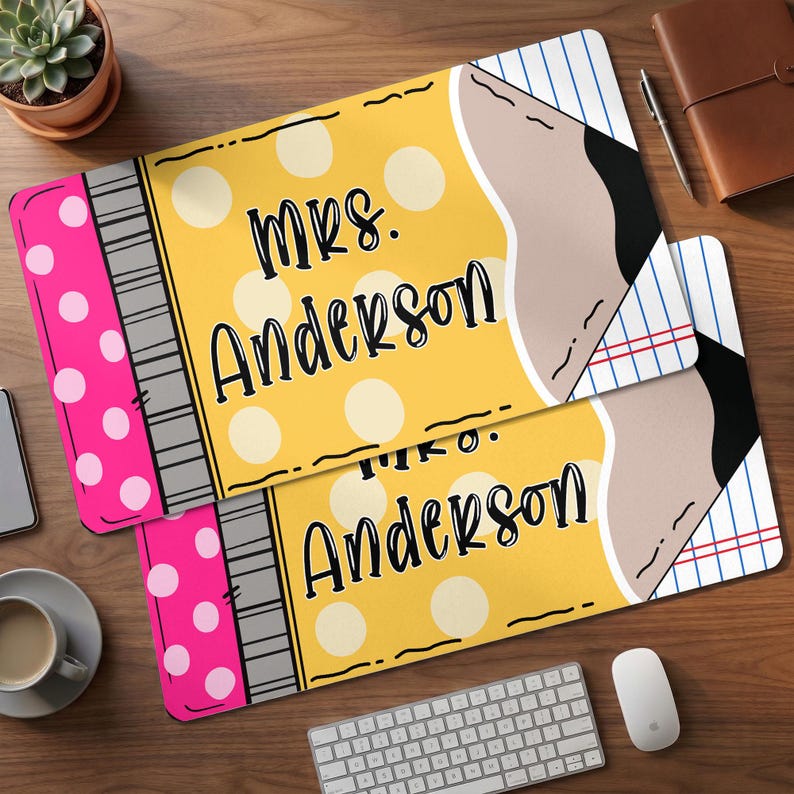 Personalized Teacher Desk Mat, Custom Teacher Pencil Desk Mat With Name, Teacher Gifts