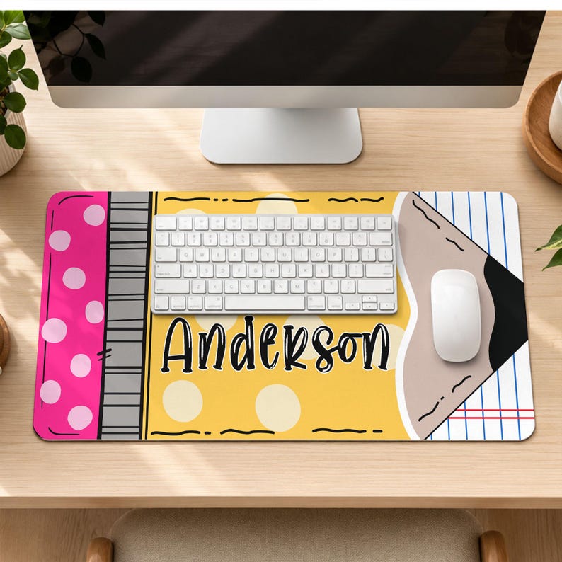 Personalized Teacher Desk Mat, Custom Teacher Pencil Desk Mat With Name, Teacher Gifts