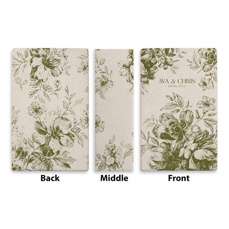 Personalized Engagement Toile De Jouy Ceramic Book Vase, Custom Couple Name Vase