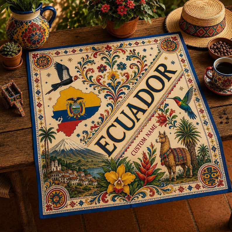 Custom Custom Ecuador Soccer Scarf, Ecuadorian Fan Bandana, Custom Name Country Scarf