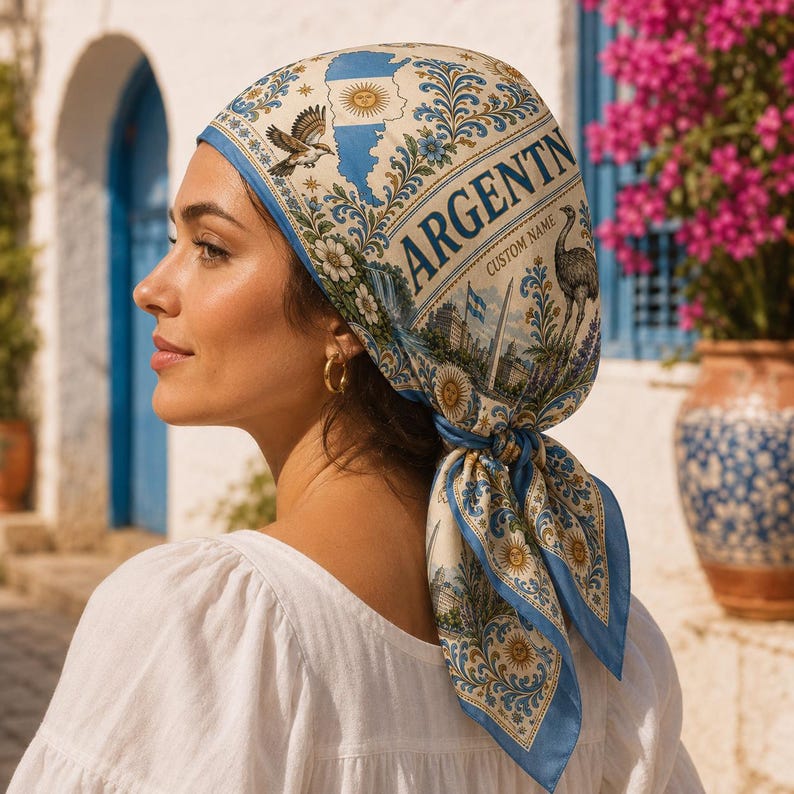 Custom Argentina Soccer Scarf, Argentine Fan Bandana, Personalized Country Scarf