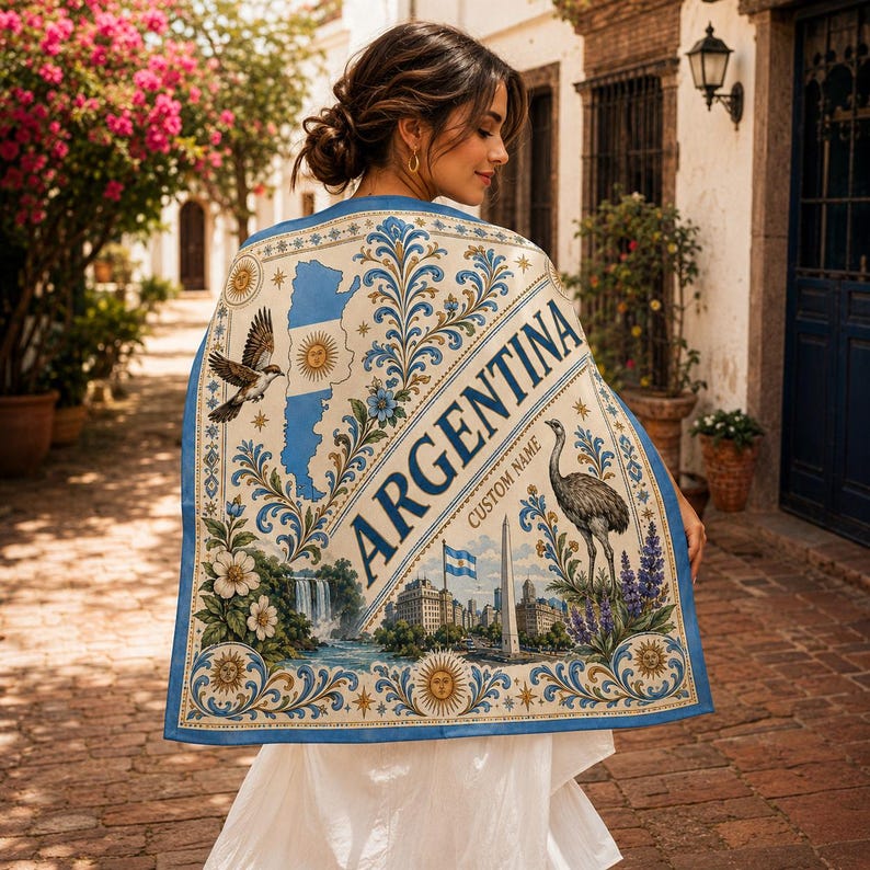 Custom Argentina Soccer Scarf, Argentine Fan Bandana, Personalized Country Scarf
