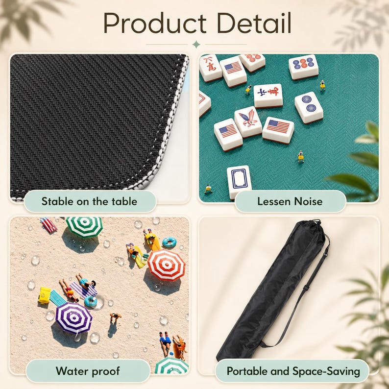 Festive Mahjong Play Mat With Holly & Plaid Design, Christmas Table Game Mat, Holiday Season Mahjong Decor
