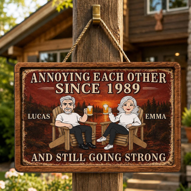 Personalized Annoying Each Other And Still Going Strong Wood Sign, Funny Anniversary Gift
