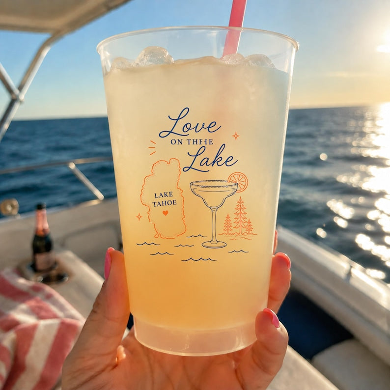 Personalized Frosted Cups, Lake Tahoe Bachelorette Party Favors, Custom Bach Weekend Cups
