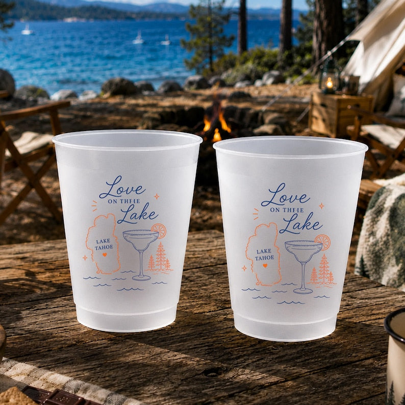 Personalized Frosted Cups, Lake Tahoe Bachelorette Party Favors, Custom Bach Weekend Cups