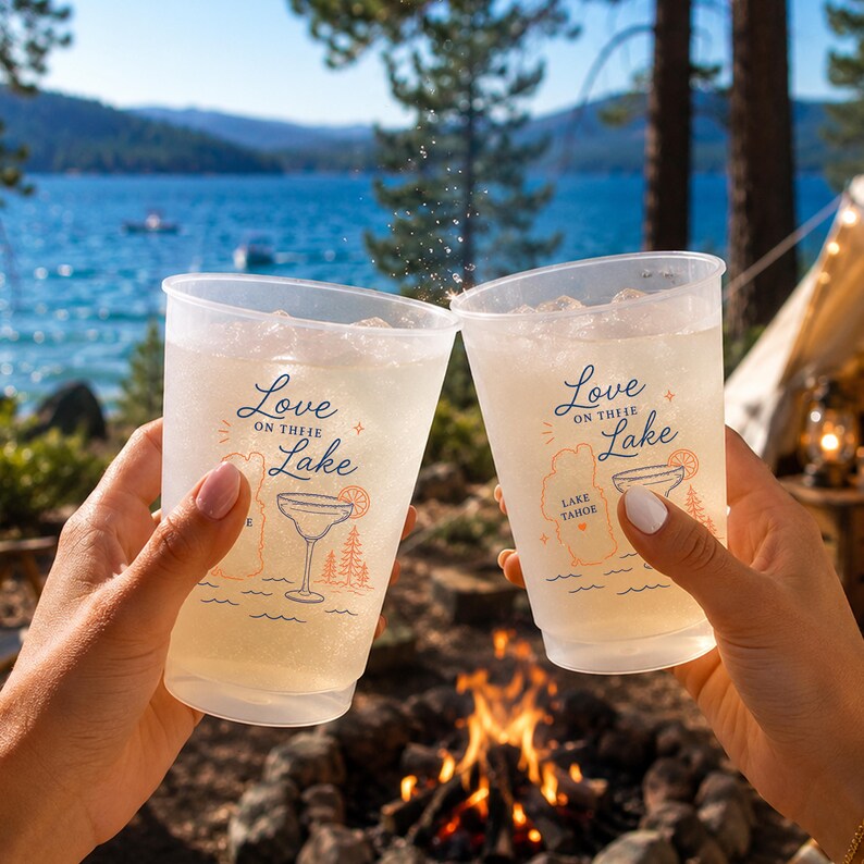 Personalized Frosted Cups, Lake Tahoe Bachelorette Party Favors, Custom Bach Weekend Cups