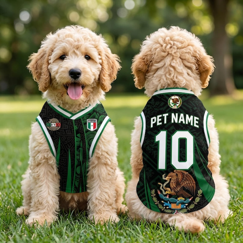 Personalized Mexico Pet Soccer Jersey,Custom Dog Cat Football Shirt