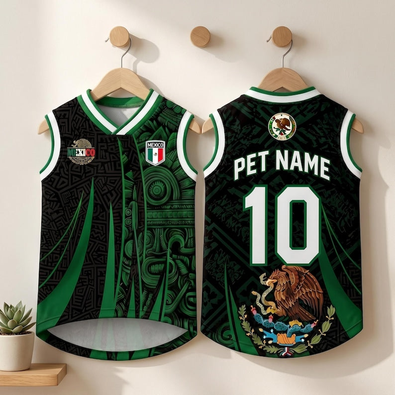Personalized Mexico Pet Soccer Jersey,Custom Dog Cat Football Shirt