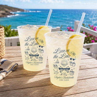 Personalized Love on the Lake Bachelorette Frosted Cups, Lake Theme Bach Party