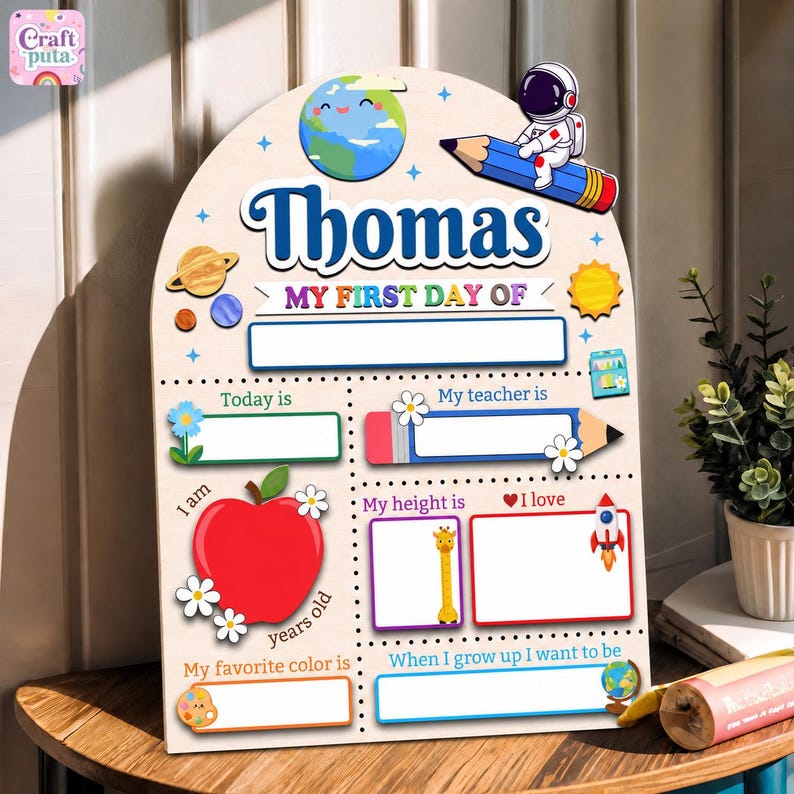 Custom First Day of School Sign, Back to School Board, Preschool Kindergarten 1st Day Photo Prop
