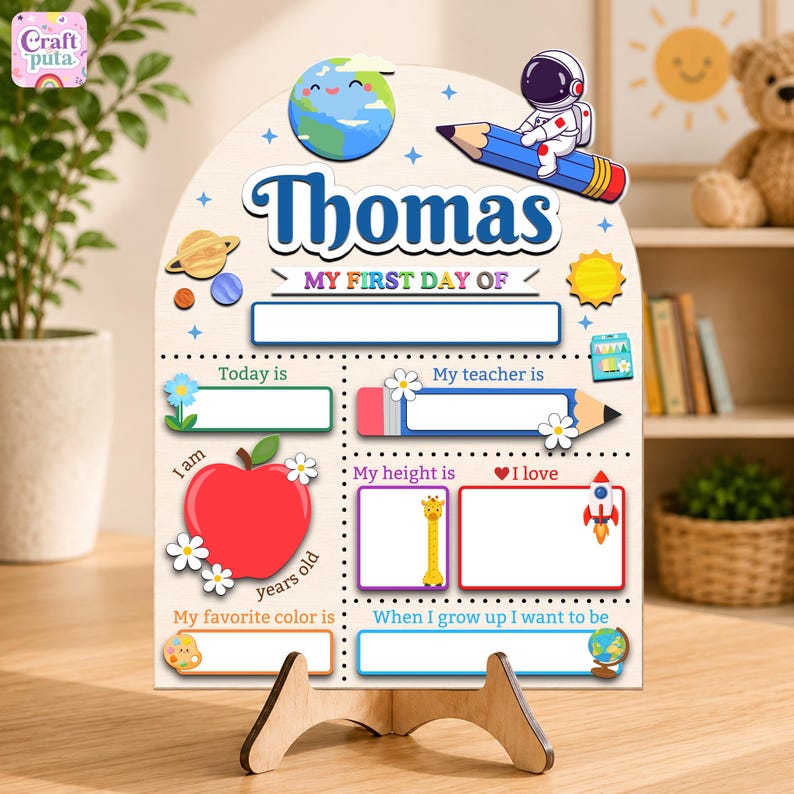 Custom First Day of School Sign, Back to School Board, Preschool Kindergarten 1st Day Photo Prop