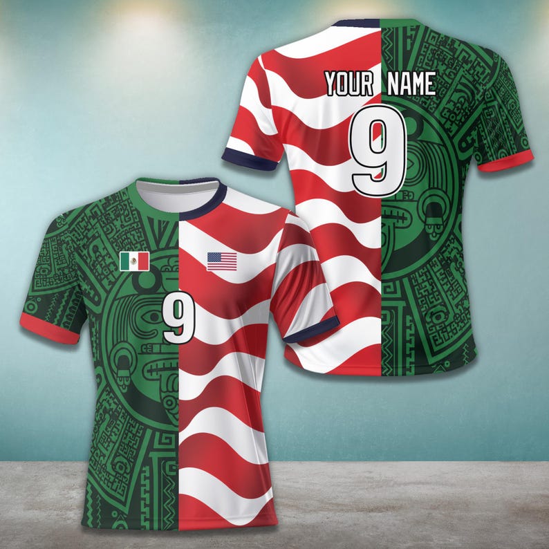 Personalized Mexico USA Football Jersey, Custom Name Number Football Shirt