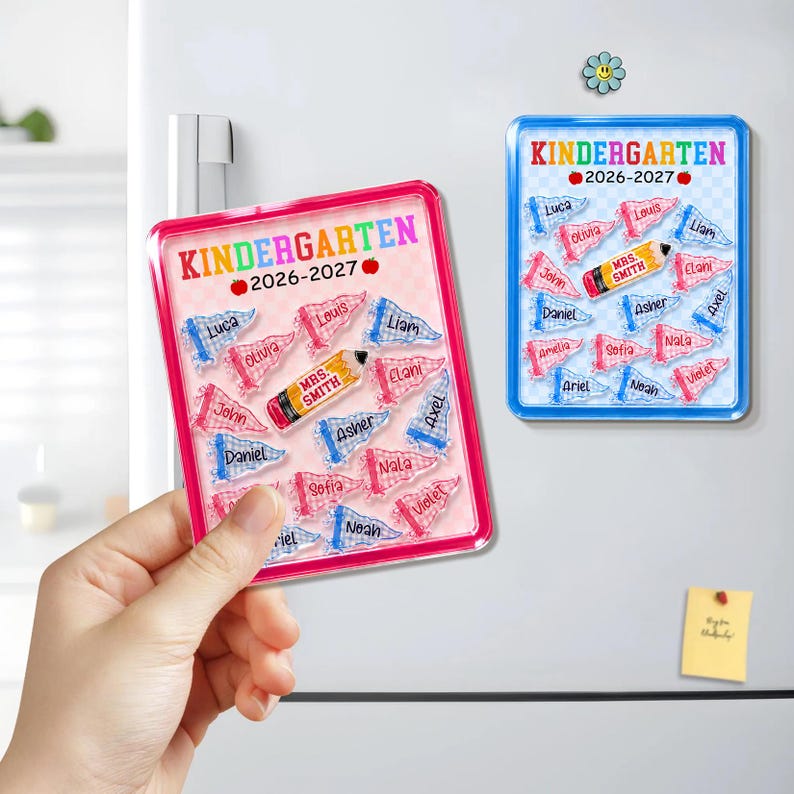 Personalized Teacher Shaker Magnet: Teacher Pennant Magnet, Back to School Gift