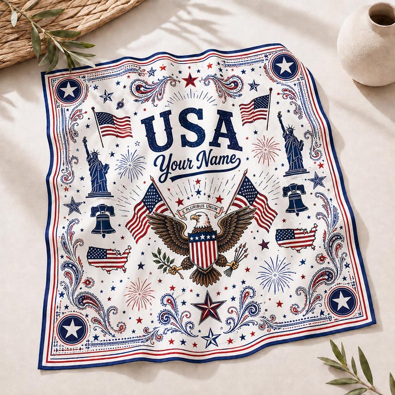 Personalization Haiti Bandana, Beautiful Soft Haitian Flag Pattern Scarf