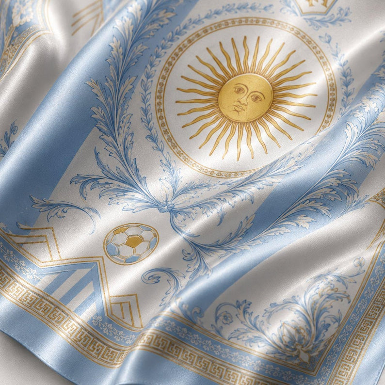 Argentina Football Silk Bandana, Argentina Soccer Cup Satin Scarf