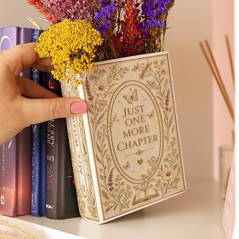 Just One More Chapter Ceramic Book Vase, Custom Teacher Appreciation Gift