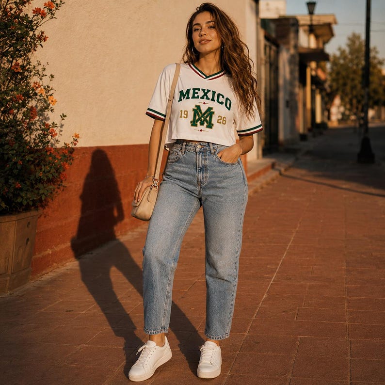Custom Mexico Soccer Crop Top Jersey Personalized Mexico Jersey Crop Tee