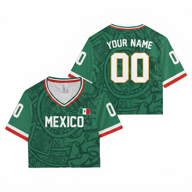 ersonalized Aztec Mexico Women's Soccer Crop Top Jersey