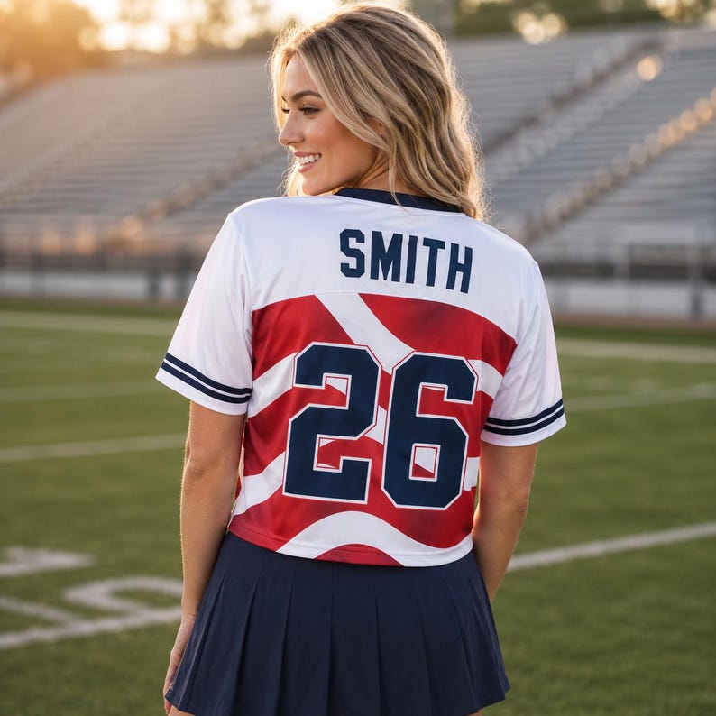 Custom USA Soccer Crop Top Jersey, Personalized USA Jersey Crop Tee