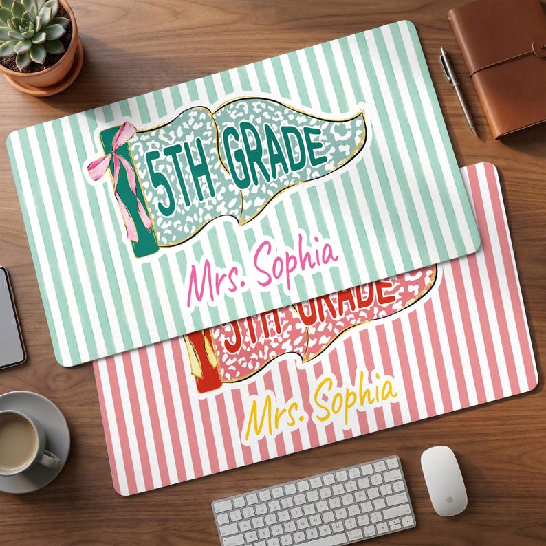Personalized Name Teacher Back To School Gift, Custom Teacher Mouse Pad, Teacher Desk Mat With Name