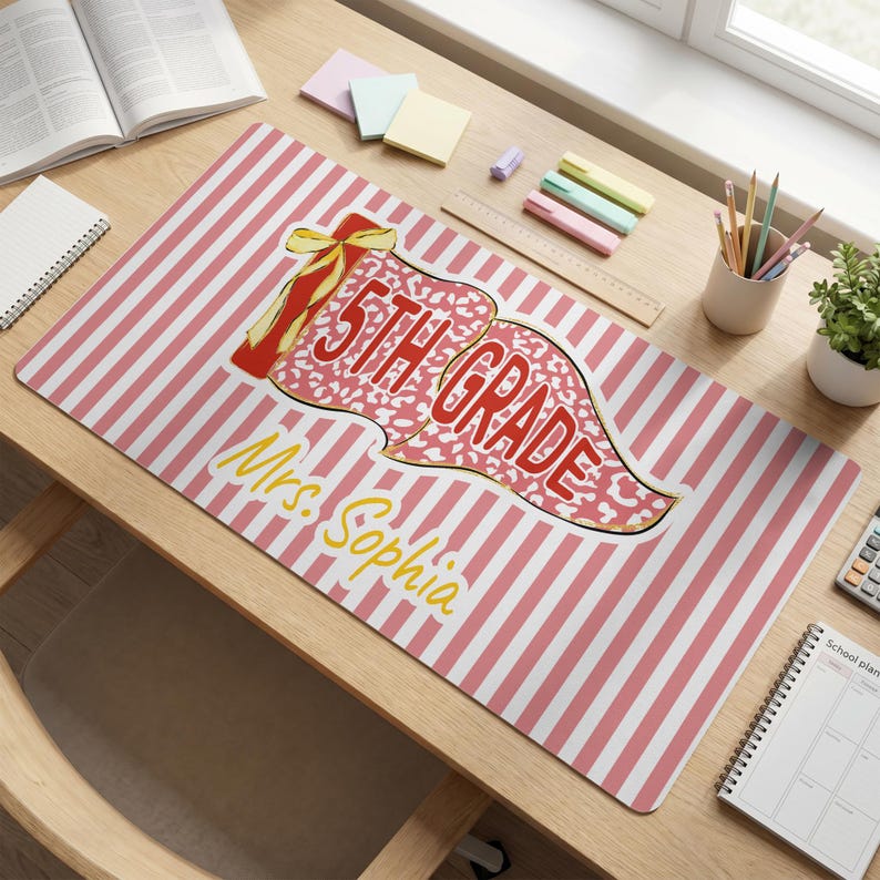 Personalized Name Teacher Back To School Gift, Custom Teacher Mouse Pad, Teacher Desk Mat With Name